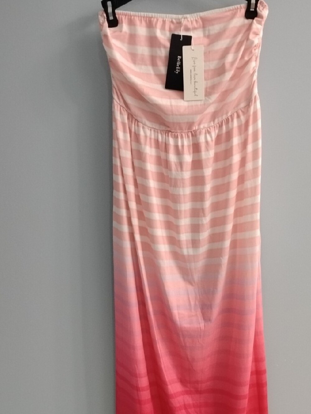 NWT Bellelily Pink & White Striped Strapless Maxi Dress Size Small - Picture 4 of 6